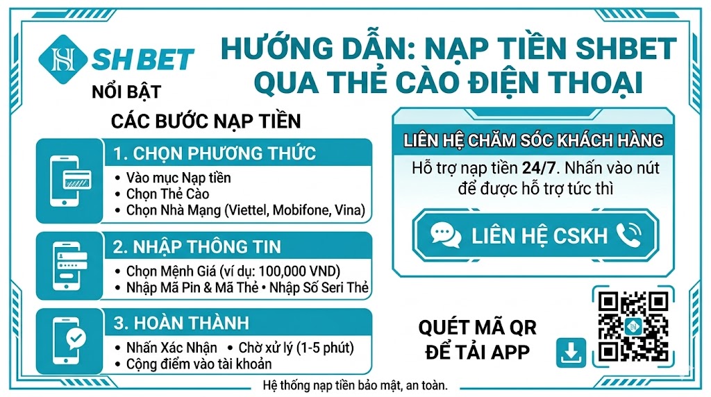 SHBET nạp tiền qua thẻ cào điện thoại được không? Hướng dẫn nạp